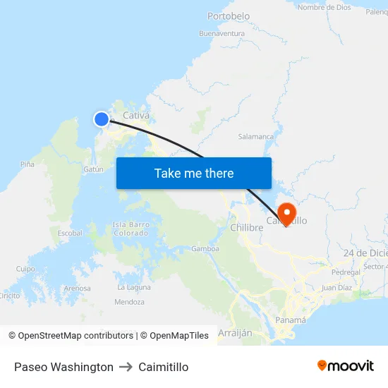 Paseo Washington to Caimitillo map