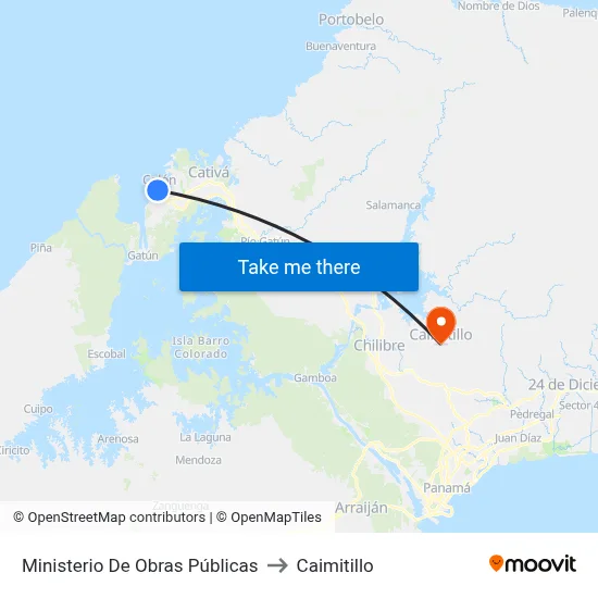 Ministerio De Obras Públicas to Caimitillo map