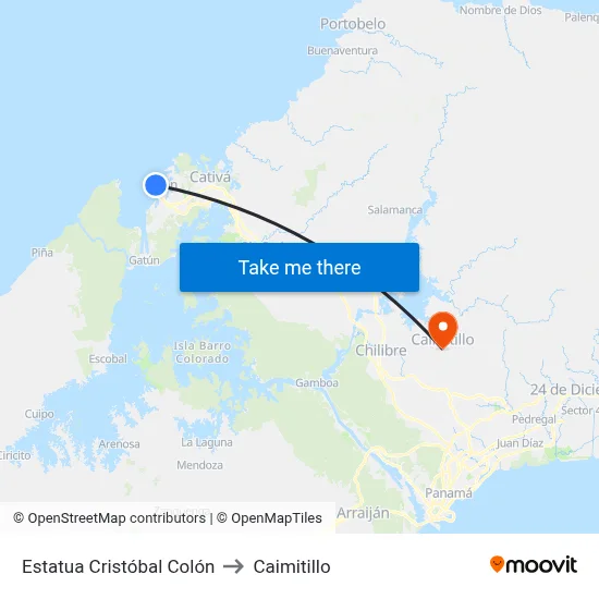 Estatua Cristóbal Colón to Caimitillo map