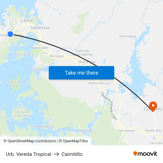 Urb. Vereda Tropical to Caimitillo map
