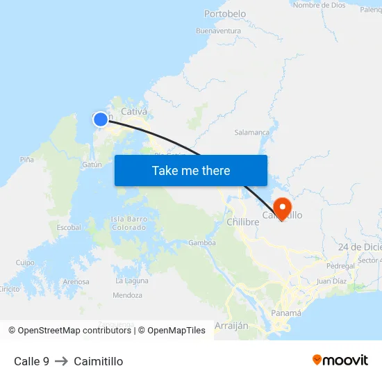 Calle 9 to Caimitillo map