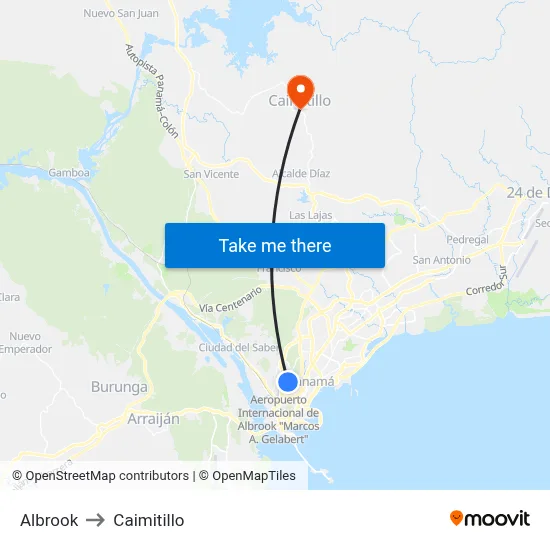 Albrook to Caimitillo map