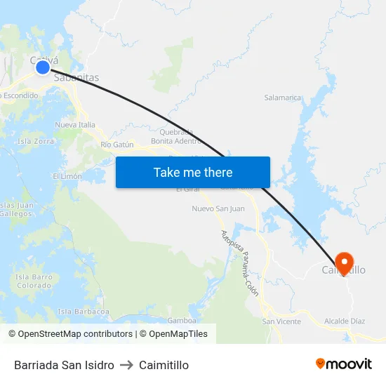 Barriada San Isidro to Caimitillo map