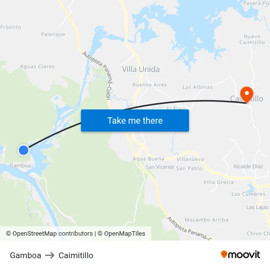 Gamboa to Caimitillo map