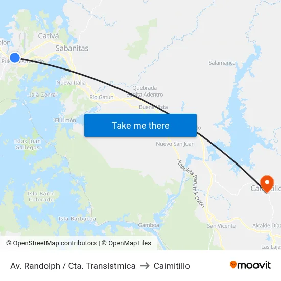 Av. Randolph / Cta. Transístmica to Caimitillo map