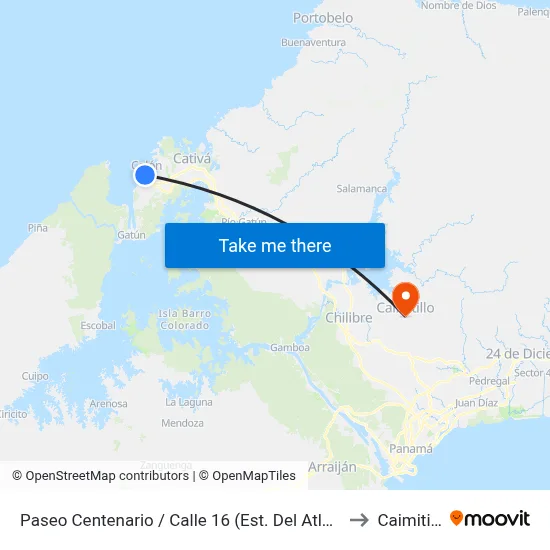 Paseo Centenario / Calle 16 (Est. Del Atlántico) to Caimitillo map
