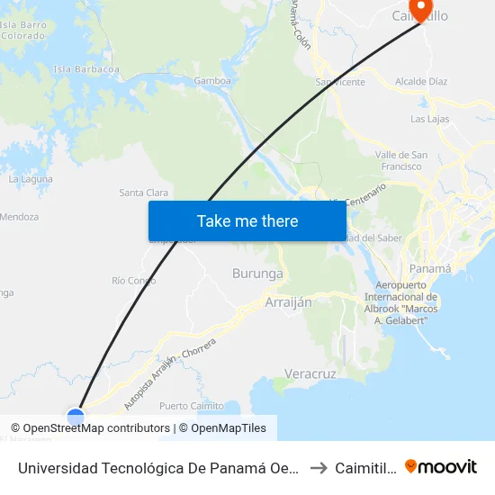 Universidad Tecnológica De Panamá Oeste to Caimitillo map