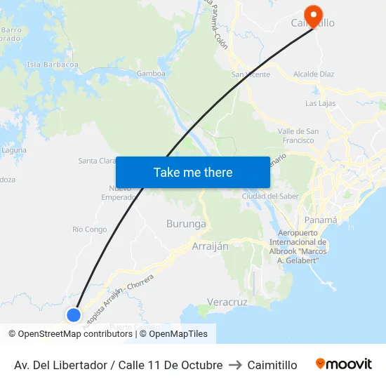 Av. Del Libertador / Calle 11 De Octubre to Caimitillo map