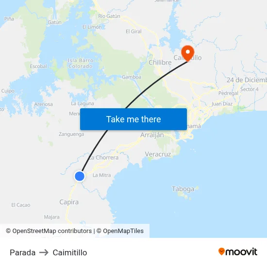 Parada to Caimitillo map