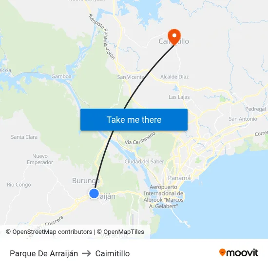 Parque De Arraiján to Caimitillo map