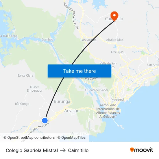 Colegio Gabriela Mistral to Caimitillo map