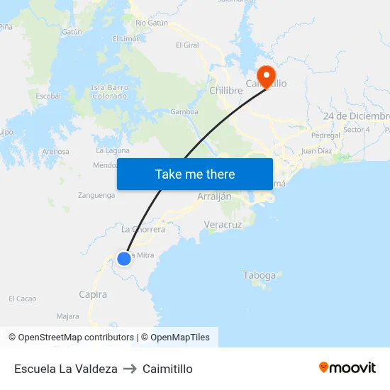 Escuela La Valdeza to Caimitillo map