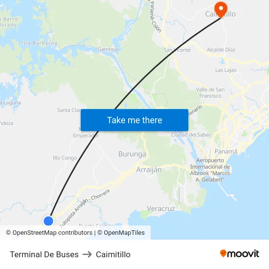Terminal De Buses to Caimitillo map