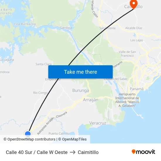 Calle 40 Sur / Calle W Oeste to Caimitillo map