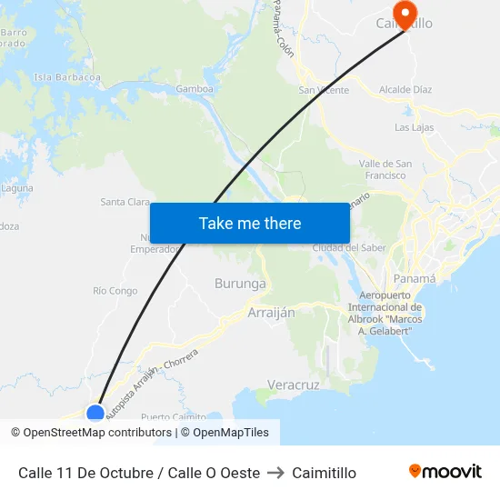 Calle 11 De Octubre / Calle O Oeste to Caimitillo map