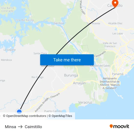 Minsa to Caimitillo map