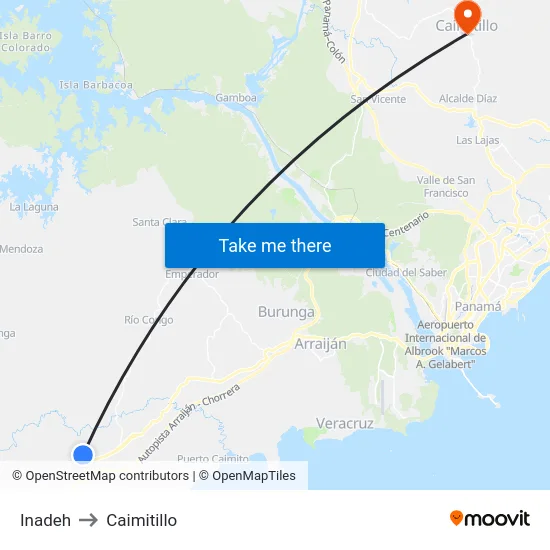 Inadeh to Caimitillo map