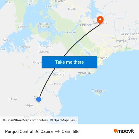 Parque Central De Capira to Caimitillo map