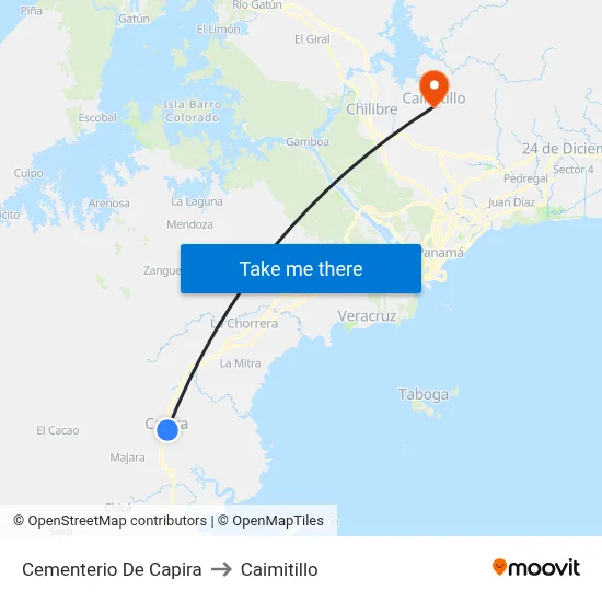 Cementerio De Capira to Caimitillo map