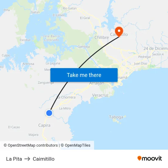 La Pita to Caimitillo map