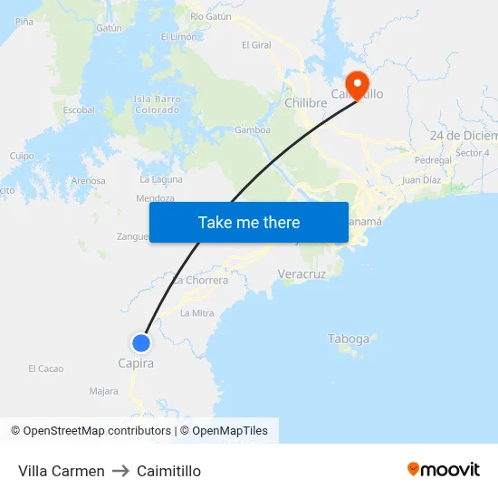Villa Carmen to Caimitillo map