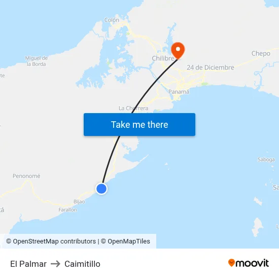 El Palmar to Caimitillo map