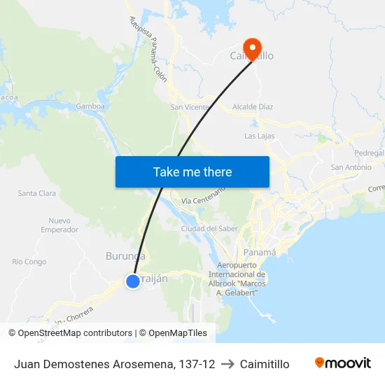 Juan Demostenes Arosemena, 137-12 to Caimitillo map