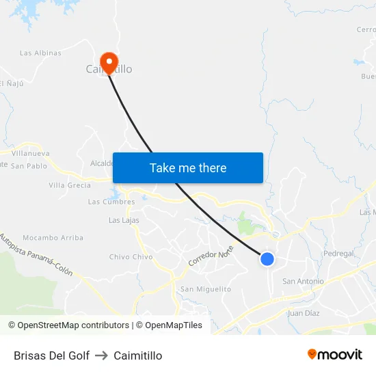 Brisas Del Golf to Caimitillo map