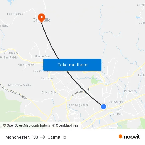 Manchester, 133 to Caimitillo map