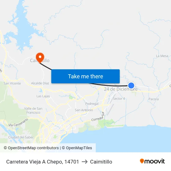 Carretera Vieja A Chepo, 14701 to Caimitillo map