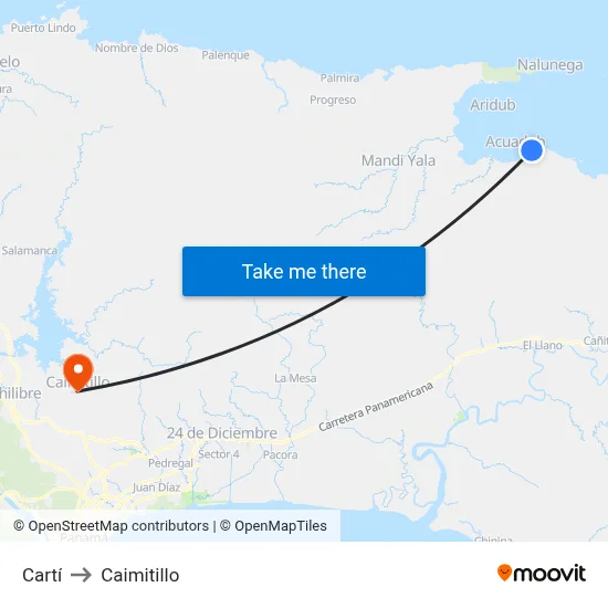 Cartí to Caimitillo map