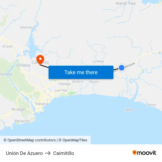 Unión De Azuero to Caimitillo map