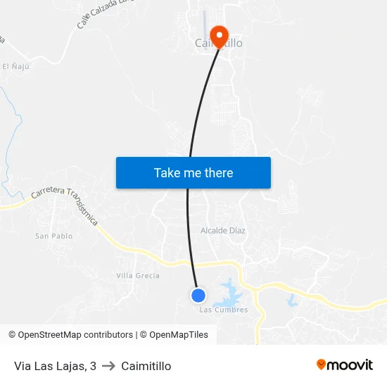 Via Las Lajas, 3 to Caimitillo map
