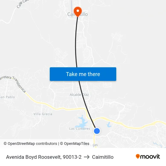 Avenida Boyd Roosevelt, 90013-2 to Caimitillo map