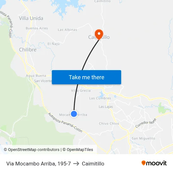 Via Mocambo Arriba, 195-7 to Caimitillo map
