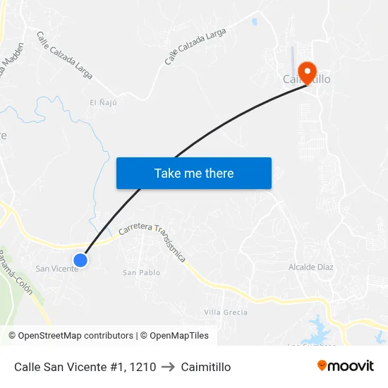 Calle San Vicente #1, 1210 to Caimitillo map