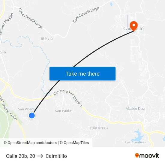 Calle 20b, 20 to Caimitillo map
