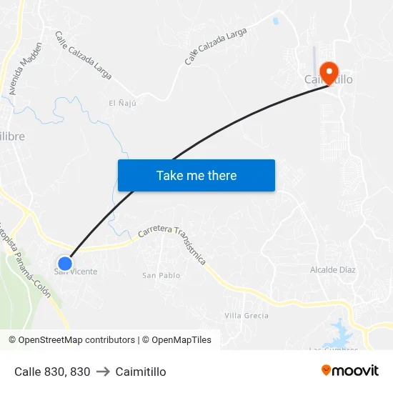 Calle 830, 830 to Caimitillo map