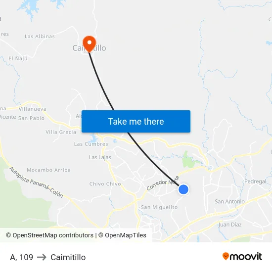 A, 109 to Caimitillo map