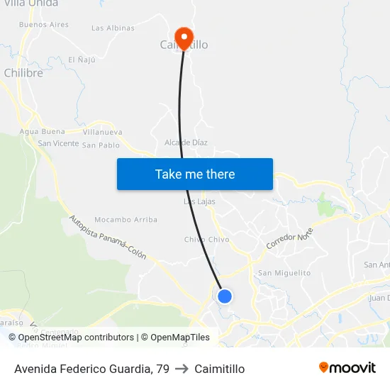 Avenida Federico Guardia, 79 to Caimitillo map