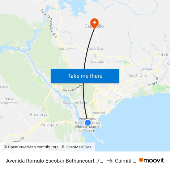 Avenida Romulo Escobar Bethancourt, 764 to Caimitillo map