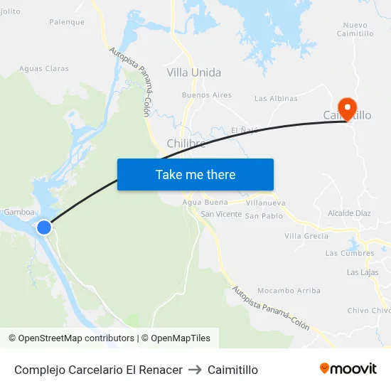 Complejo Carcelario El Renacer to Caimitillo map