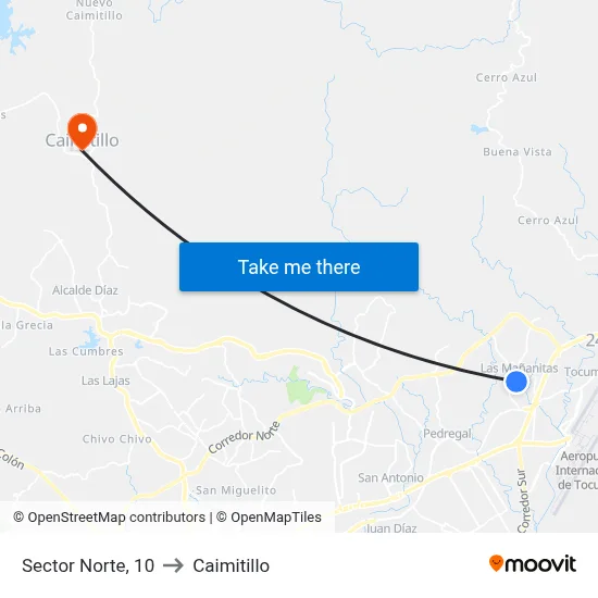 Sector Norte, 10 to Caimitillo map