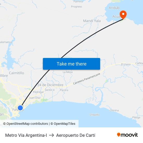 Metro Vía Argentina-I to Aeropuerto De Cartí map