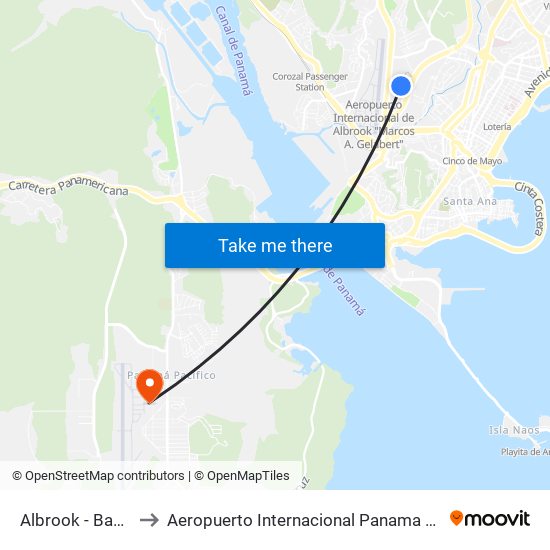 Albrook - Bahía A to Aeropuerto Internacional Panama Pacifico map