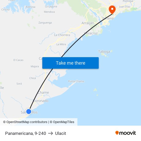 Panamericana, 9-240 to Ulacit map