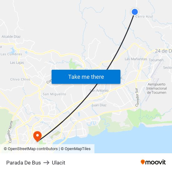 Parada De Bus to Ulacit map