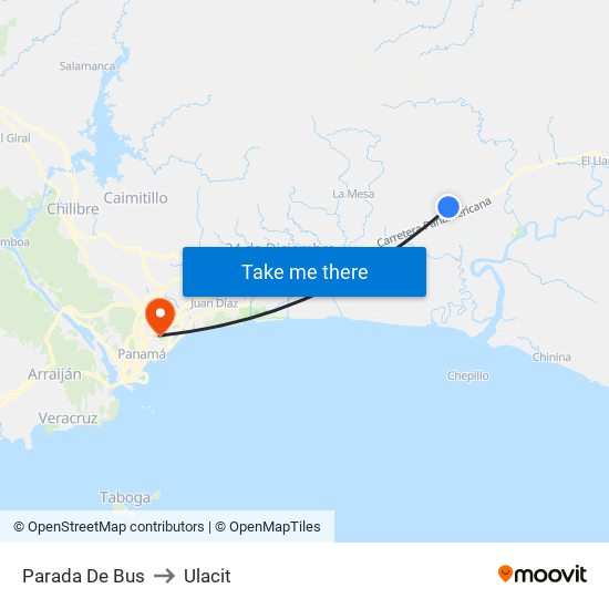 Parada De Bus to Ulacit map