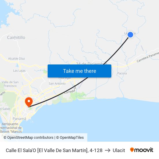 Calle El Sala'O [El Valle De San Martín], 4-128 to Ulacit map
