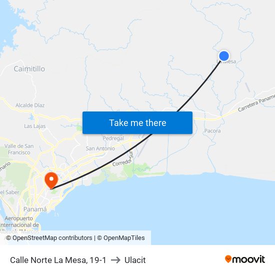 Calle Norte La Mesa, 19-1 to Ulacit map